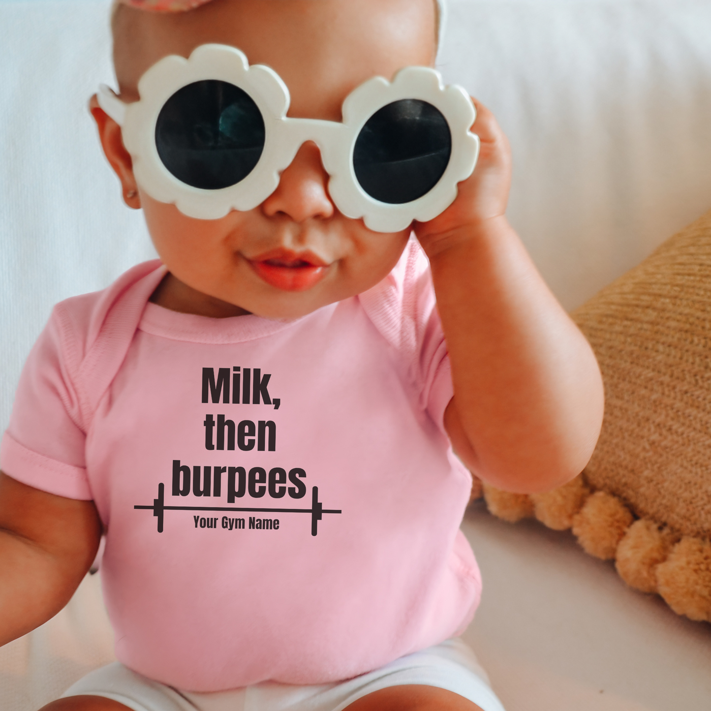 Milk, Then Burpees Baby Onesie Design