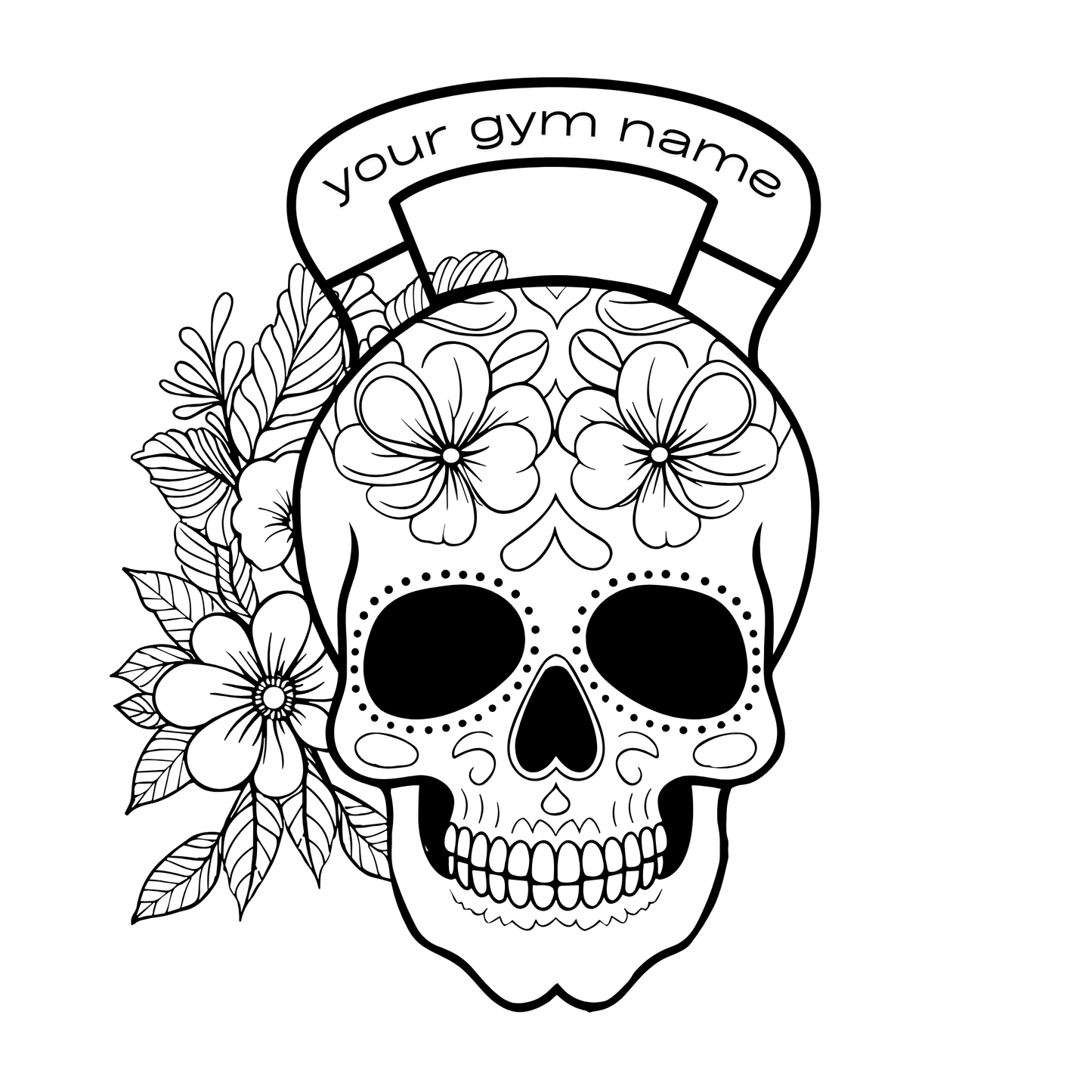 Floral Skull Kettlebell Design