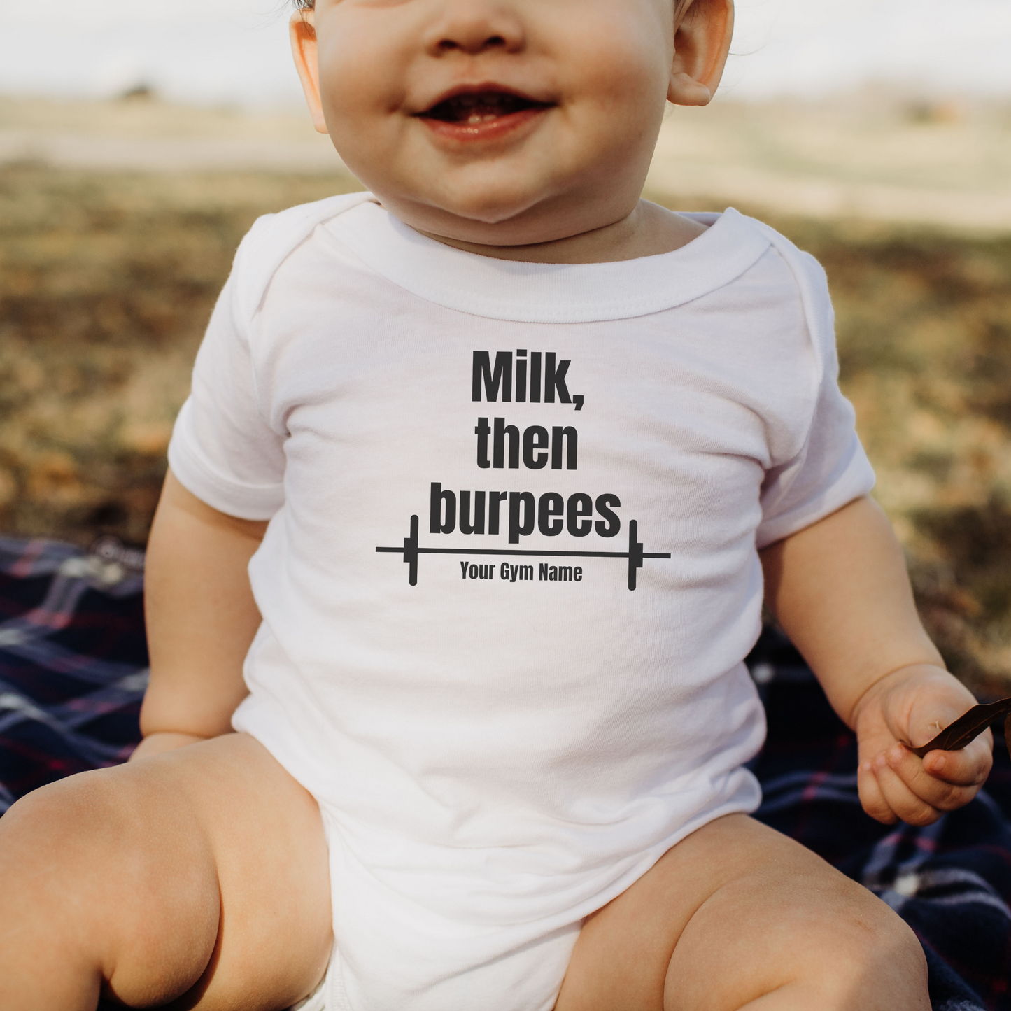 Milk, Then Burpees Baby Onesie Design