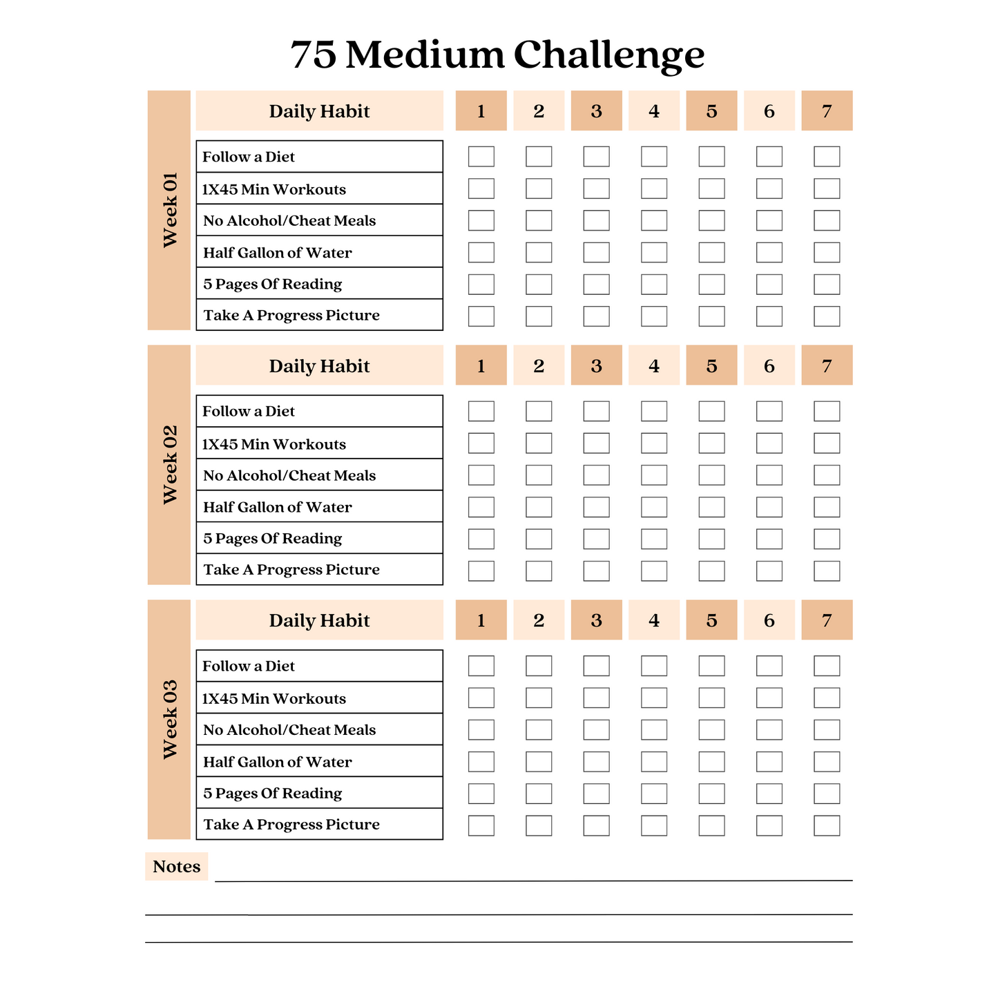 75 Medium Challenge Trackers