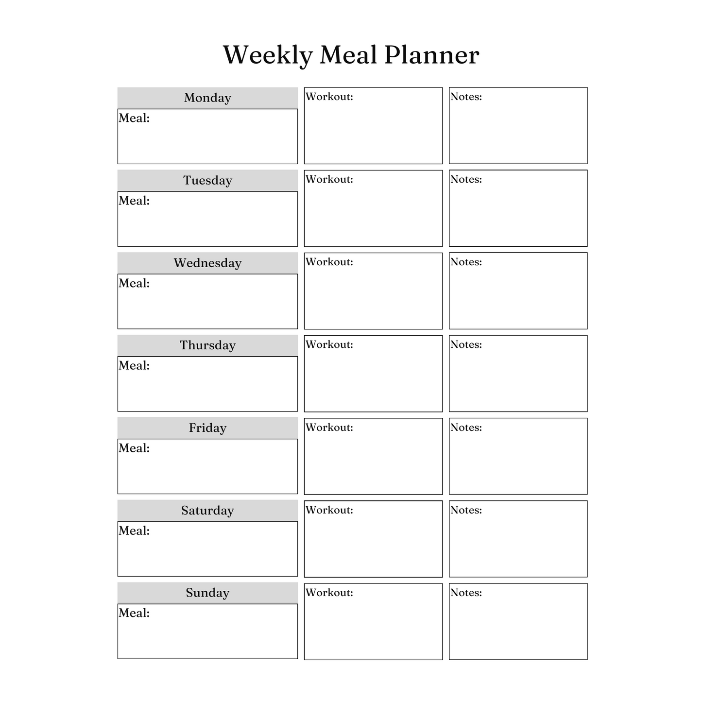 Health & Wellness Planner