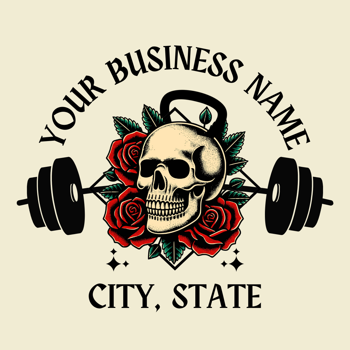 Kettlebell Skull w/ Roses Design